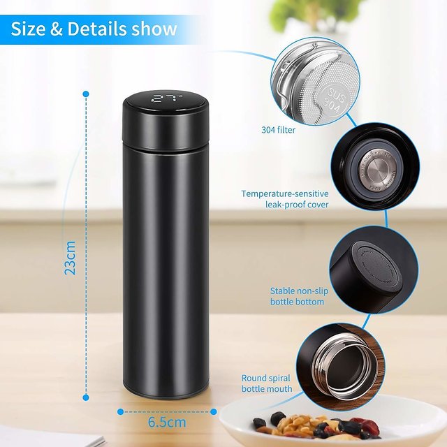 Thermos in acciaio inox, display a LED, capacità 450 ml Fatima