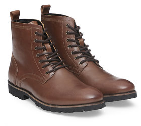 Genuine Leather Brown Lace Up Boots