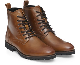 Genuine Leather Tan Lace Up Boots