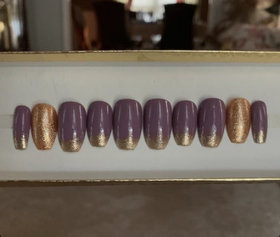 purple and golden nails superior quality easy to use nails with 2 gm glue and mini filer (pack of 12 nails )