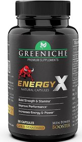 Greeniche Natural Energy X Stamina Strength Capsules for Men - 30 Capsules