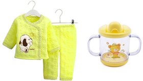 Aurapuro 2 pcs baby yellow dress with yellow sipper comco