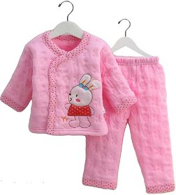 Aurapuro Baby 2 pcs Cotton Baby Boys Girls Fleece Infant (0-6 Month) pink