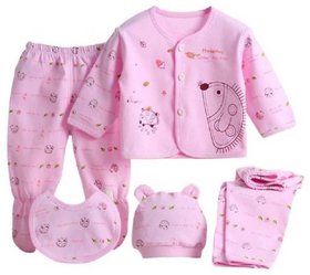 Aurapuro Baby 5 Pcs Dress Pink For New Born