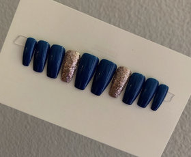 Blue rose gold press on nails superior quality easy to use nails with 2 gm glue and mini filer (pack of 12 nails )