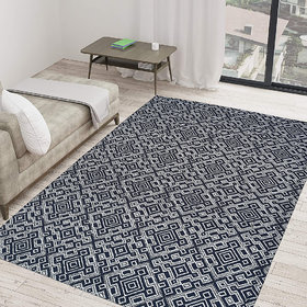 Handmade Handloom Jacquard Woolen Floor Carpet, Designer Carpets (152x244 cm, 5x8 feet) rectangular DK Green Living Room