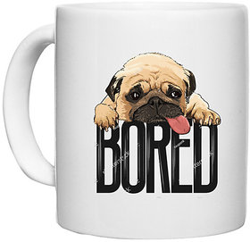 UDNAG White Ceramic Coffee / Tea Mug 'Pug | Pug Bored' Perfect for Gifting [330ml]