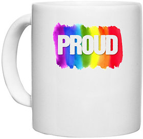 UDNAG White Ceramic Coffee / Tea Mug 'LGBTQ | Proud to be LGBTQ' Perfect for Gifting [330ml]