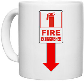 UDNAG White Ceramic Coffee / Tea Mug 'Fire Extinguisher' Perfect for Gifting [330ml]