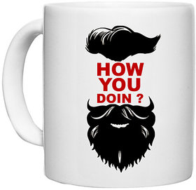 UDNAG White Ceramic Coffee / Tea Mug 'Beared | How you doing' Perfect for Gifting [330ml]