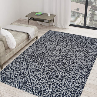                       Handmade Handloom Jacquard Woolen Floor Carpet, Designer Carpets (152x244 cm, 5x8 feet) rectangular DK Green Living Room                                              