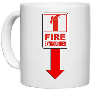 UDNAG White Ceramic Coffee / Tea Mug 'Fire Extinguisher' Perfect for Gifting [330ml]