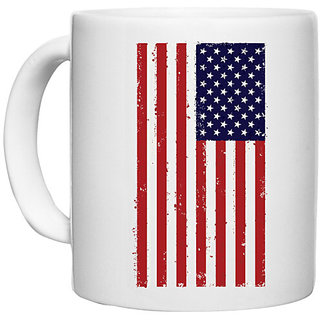                       UDNAG White Ceramic Coffee / Tea Mug 'Amerikan Flag | American Flag' Perfect for Gifting [330ml]                                              
