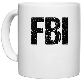                       UDNAG White Ceramic Coffee / Tea Mug 'FBI' Perfect for Gifting [330ml]                                              