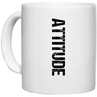                       UDNAG White Ceramic Coffee / Tea Mug 'Attitude' Perfect for Gifting [330ml]                                              