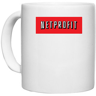                       UDNAG White Ceramic Coffee / Tea Mug 'Profit | Netprofit' Perfect for Gifting [330ml]                                              