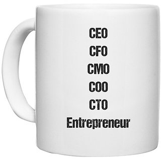                      UDNAG White Ceramic Coffee / Tea Mug 'Corporate Titles | CEO CFO CMO COO CTO' Perfect for Gifting [330ml]                                              
