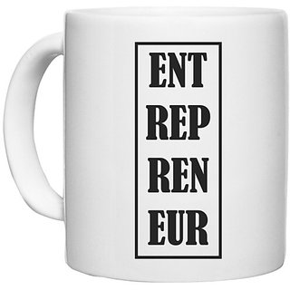                      UDNAG White Ceramic Coffee / Tea Mug 'Entrepreneur | ENT REP REN EUR | Entrepreneur' Perfect for Gifting [330ml]                                              
