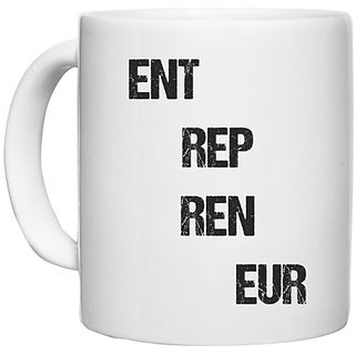                       UDNAG White Ceramic Coffee / Tea Mug 'Entrepreneur | ENT REP REN EUR' Perfect for Gifting [330ml]                                              