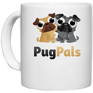                       UDNAG White Ceramic Coffee / Tea Mug 'Pugs | Pugpals' Perfect for Gifting [330ml]                                              