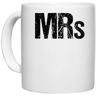                       UDNAG White Ceramic Coffee / Tea Mug 'Mrs' Perfect for Gifting [330ml]                                              