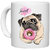 UDNAG White Ceramic Coffee / Tea Mug 'Pug & Doughnut | Pug with Pink Round Doughnut' Perfect for Gifting [330ml]