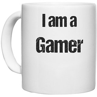                       UDNAG White Ceramic Coffee / Tea Mug 'Gamer | I am a gamer' Perfect for Gifting [330ml]                                              