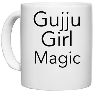                      UDNAG White Ceramic Coffee / Tea Mug 'Gujrati | Gujju girl magic' Perfect for Gifting [330ml]                                              