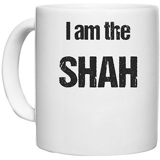                       UDNAG White Ceramic Coffee / Tea Mug 'Shah | I am the Shah' Perfect for Gifting [330ml]                                              