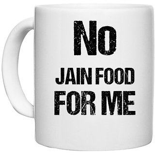                       UDNAG White Ceramic Coffee / Tea Mug 'Jain | No Jain Food for me' Perfect for Gifting [330ml]                                              