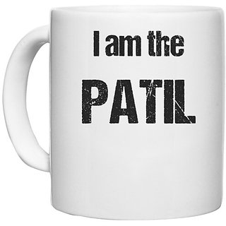                       UDNAG White Ceramic Coffee / Tea Mug 'Patil | I am the Patil' Perfect for Gifting [330ml]                                              