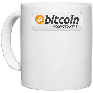                       UDNAG White Ceramic Coffee / Tea Mug 'Crycryptocurrency | Bitcoin accepted here' Perfect for Gifting [330ml]                                              
