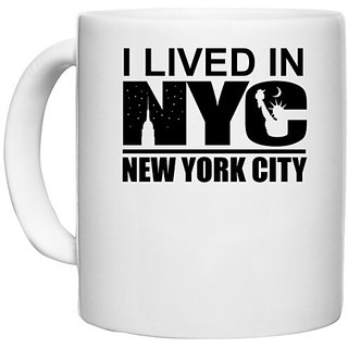                       UDNAG White Ceramic Coffee / Tea Mug 'New York | I live in NYC New York city' Perfect for Gifting [330ml]                                              