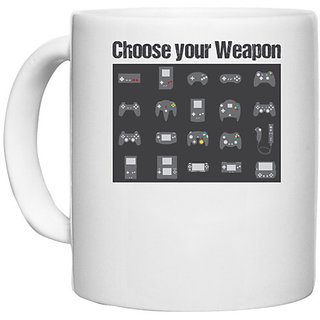                       UDNAG White Ceramic Coffee / Tea Mug 'Your Weapon | Choose your weapon' Perfect for Gifting [330ml]                                              
