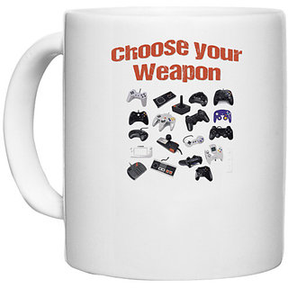                       UDNAG White Ceramic Coffee / Tea Mug 'Weapon | Choose your weapon' Perfect for Gifting [330ml]                                              