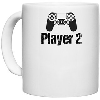                       UDNAG White Ceramic Coffee / Tea Mug 'Player | Player 2' Perfect for Gifting [330ml]                                              