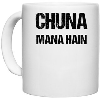                      UDNAG White Ceramic Coffee / Tea Mug 'Chuna Mana Hai' Perfect for Gifting [330ml]                                              