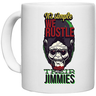                       UDNAG White Ceramic Coffee / Tea Mug 'Its simple we rustle their jimmies' Perfect for Gifting [330ml]                                              