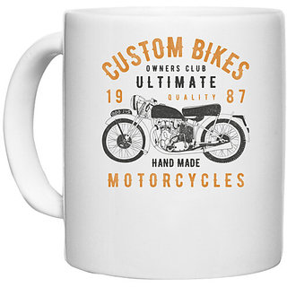                       UDNAG White Ceramic Coffee / Tea Mug 'Motor Cycle | Custom Bikes Motorcycles' Perfect for Gifting [330ml]                                              
