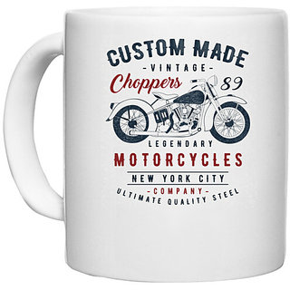                       UDNAG White Ceramic Coffee / Tea Mug 'Motorcycles | Custom Made Motorcycles' Perfect for Gifting [330ml]                                              