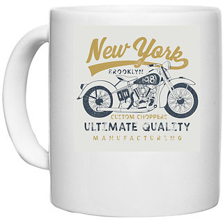                       UDNAG White Ceramic Coffee / Tea Mug 'Motorcycle | Ultimate quality manufacturing' Perfect for Gifting [330ml]                                              