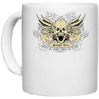                       UDNAG White Ceramic Coffee / Tea Mug 'Death | sample text' Perfect for Gifting [330ml]                                              