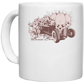                       UDNAG White Ceramic Coffee / Tea Mug 'Death | car' Perfect for Gifting [330ml]                                              