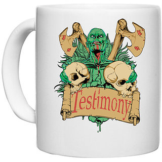                       UDNAG White Ceramic Coffee / Tea Mug 'Death | Blood, axe death Testimony' Perfect for Gifting [330ml]                                              