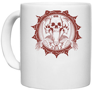                       UDNAG White Ceramic Coffee / Tea Mug 'Death | Death Circle' Perfect for Gifting [330ml]                                              
