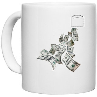                       UDNAG White Ceramic Coffee / Tea Mug 'Money | Pocket Money' Perfect for Gifting [330ml]                                              
