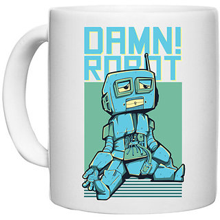                       UDNAG White Ceramic Coffee / Tea Mug 'Robot | Damn Robot' Perfect for Gifting [330ml]                                              