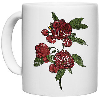                       UDNAG White Ceramic Coffee / Tea Mug 'Flower | Rose flower' Perfect for Gifting [330ml]                                              