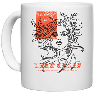                       UDNAG White Ceramic Coffee / Tea Mug 'Love | Love like Crazy' Perfect for Gifting [330ml]                                              