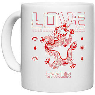                       UDNAG White Ceramic Coffee / Tea Mug 'Love dragon and error' Perfect for Gifting [330ml]                                              